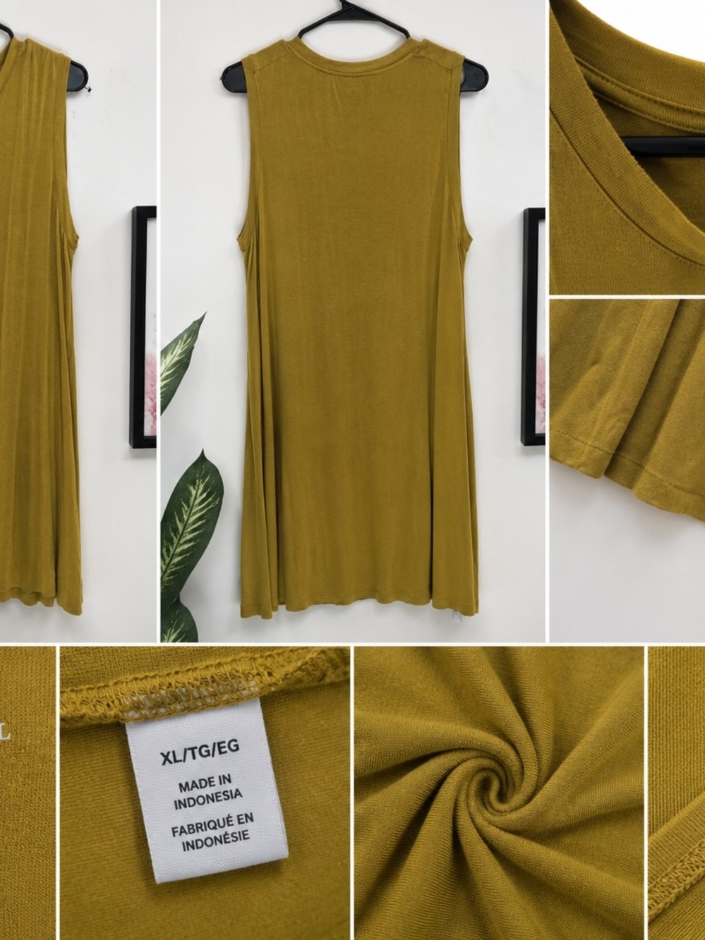 Daily Ritual Mustard Sleeveless Swing Dress XL